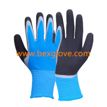 13 Gauge Nylon Liner, Latex Coating, Double Coated, Full Thumb Coating, Sandy Acabamento Luva